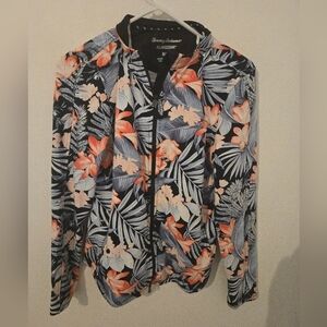 Tommy Bahama Islandzone Womens Size Small Floral Zip Jacket Tropical Full Zipper
